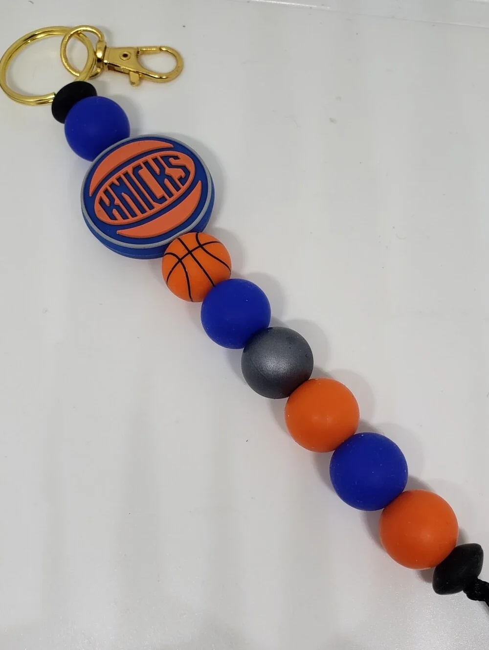 Handmade Silicone Focal Beaded New York Knicks Keychain